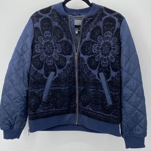 ANTHROPOLOGIE NAVY QUILTED BOMER STYLE JACKET M